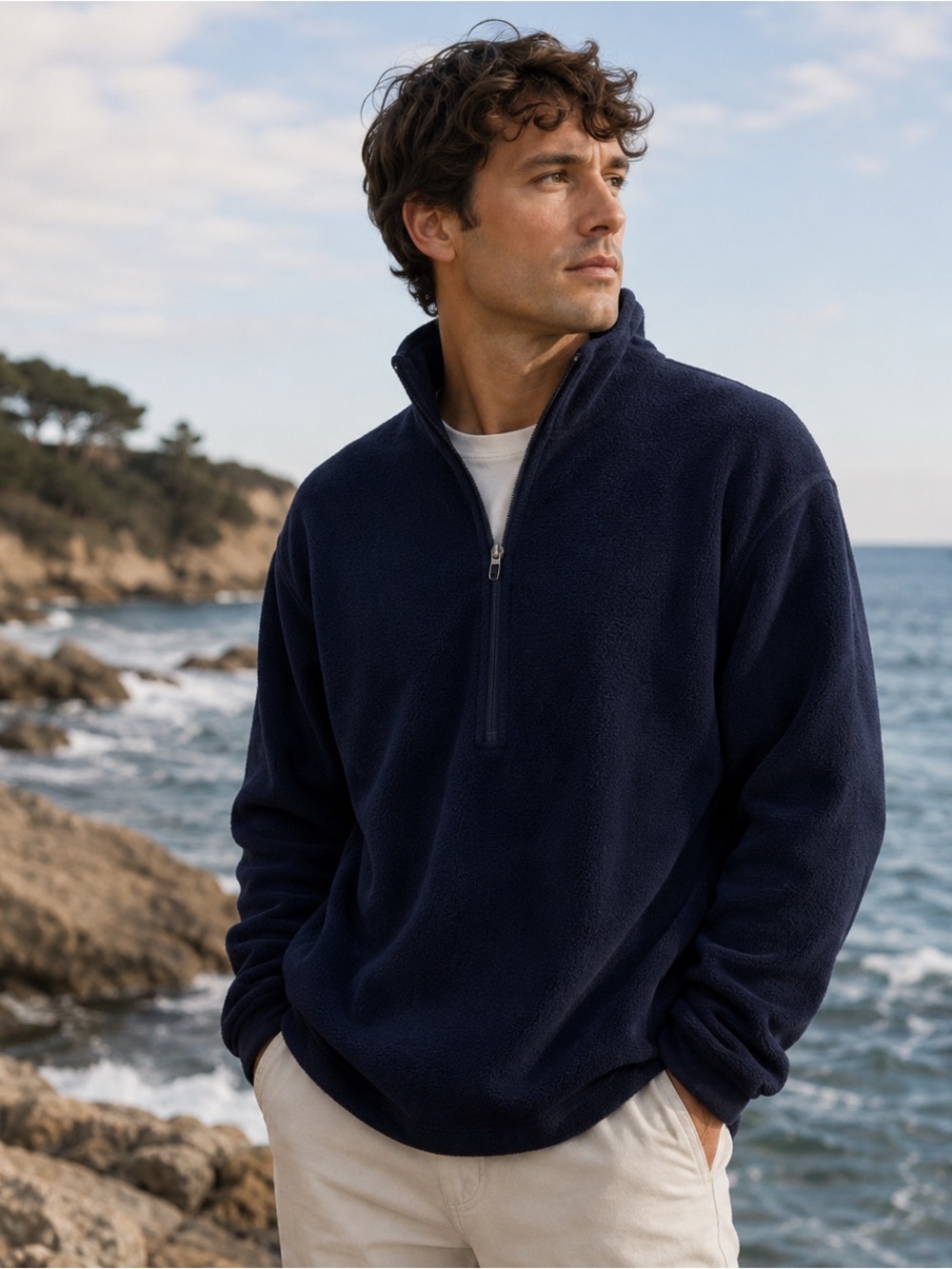 Lululemon men’s sz XS Navy Quarter-Zip Fleece Pullover great condition